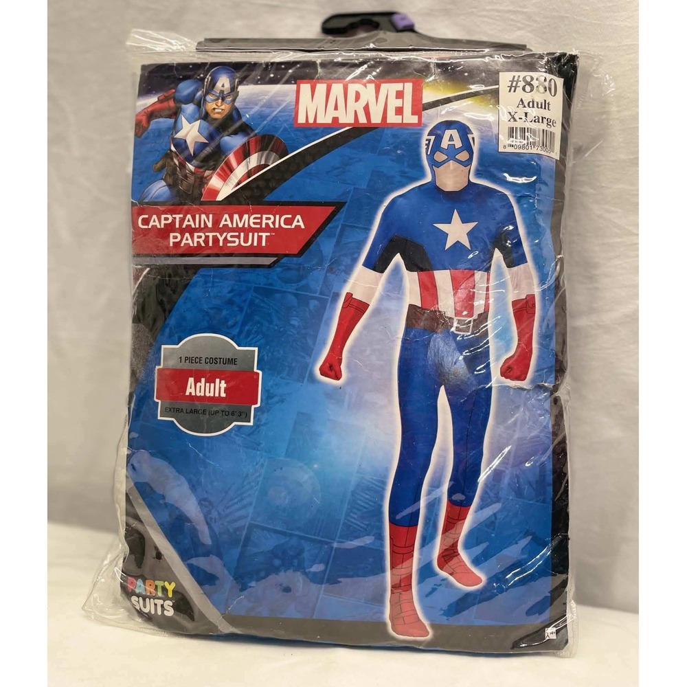 Marvel Captain America Partysuit Adult XL Blue Superhero Halloween Costume